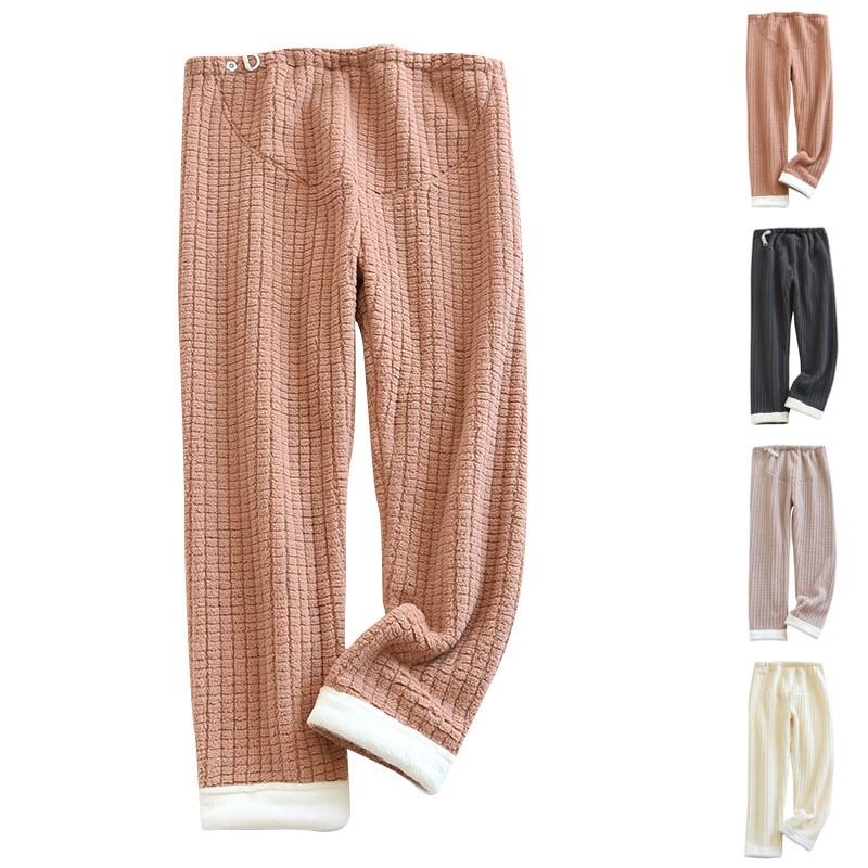 Женские повседневные теплые фланелевые домашние брюки с высокой талией и регулируемым кроем