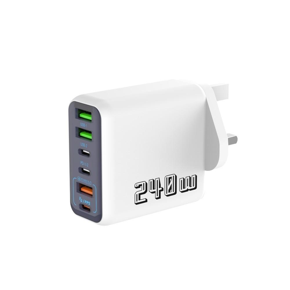 Зарядное устройство 6 портов 240 В Штекер USB A+C Быстрая зарядка Адаптер для зарядки телефона EU/US/UK PD QC3.0 для Huawei/Xiaomi/Samsung