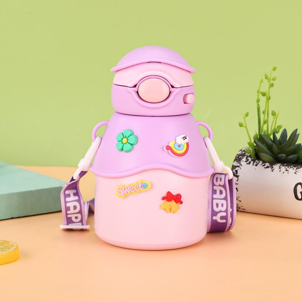 Новая мультяшная фигурка Круглый живот Питьевая чашка Стальная детская термокружка Кружка Мужские и женские студенты Портативная чашка-переноска с соломинкой
