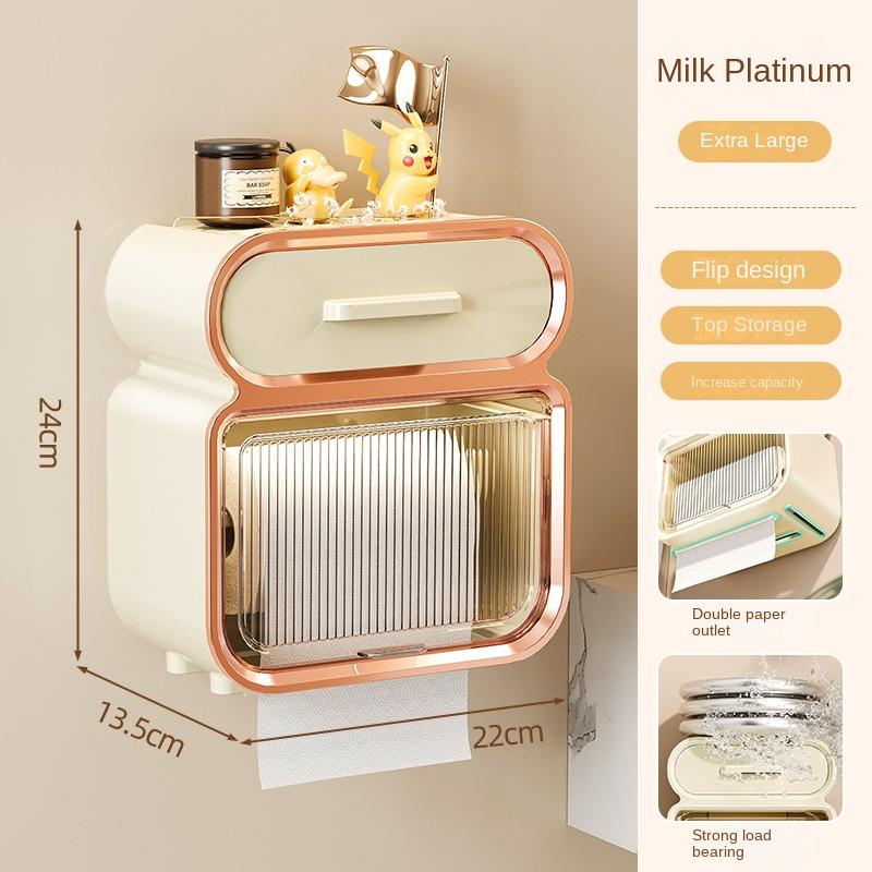 Коробка для салфеток, полка для хранения туалетной бумаги, водонепроницаемая настенная подвеска для рулонной бумаги, неперфорированная полка для салфеток для хранения туалетной бумаги