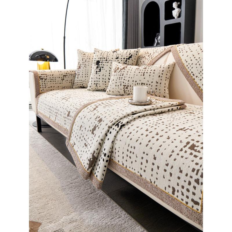 Легкая роскошная диванная подушка из синели, универсальные нескользящие подушки для сидений на четыре сезона, кожаный чехол для дивана, полностью покрытая тканью