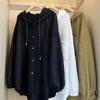 Весенне-летняя рубашка с капюшоном на одной пуговице для женской моды, однотонный кардиган, универсальная одежда от солнца, новинка