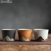 Hand Painted Mountain Ceramic Teacups Coarse Pottery Chinese Kung Fu Tea Set Handmade Teaware