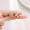 Exquisite Flower Design with Shiny Zircon Decor Stud Earrings Sexy Cute Style Jewelry for Women