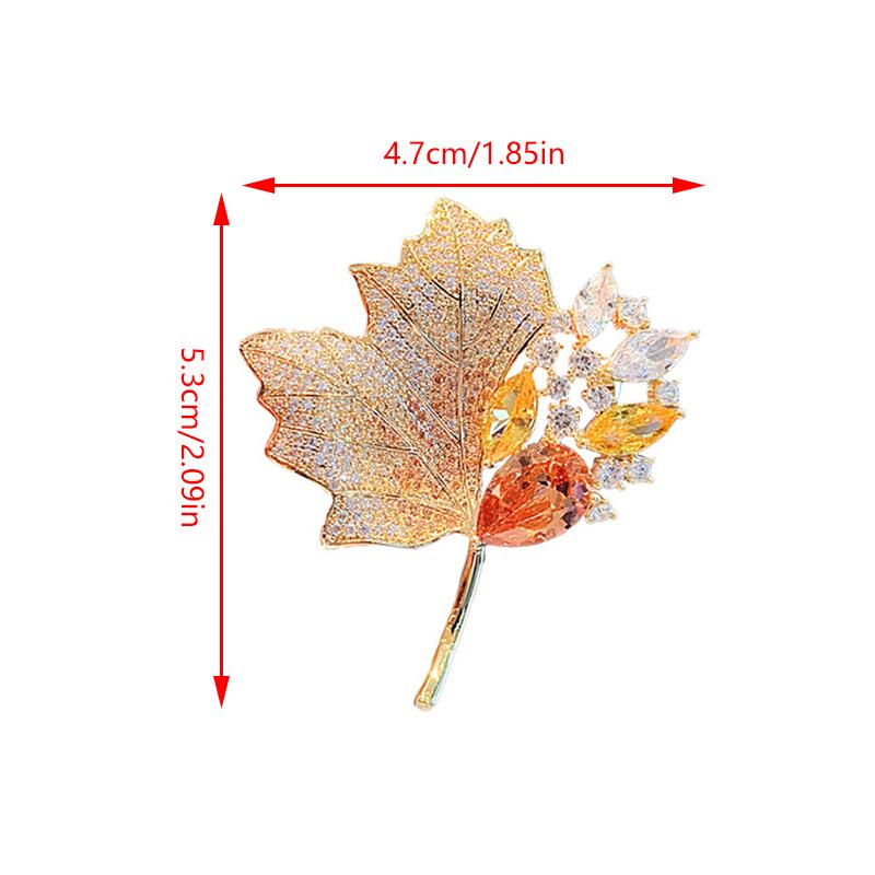 Exquisite Luxury Maple Leaves Brooch For Women Advanced Sense Rhinestone Corsage Suit Lapel Pins Clothing Accessories Gift