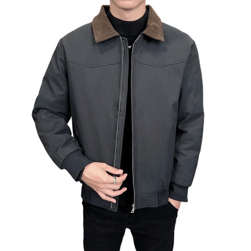 Mens Winter Down Jacket With Print Option 50% White Duck Wrinkle-Resistant Collar Lapel Casual Business Style