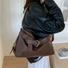 Large Capacity Motorcycle Shoulder Bag Soft Underarm Bag Leather Tote Bag  Casual Commuting
