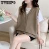 Women's Autumn and Winter Knitted Sweater Vest New Loose Cardigan Sleeveless Versatile Shoulder Jacket