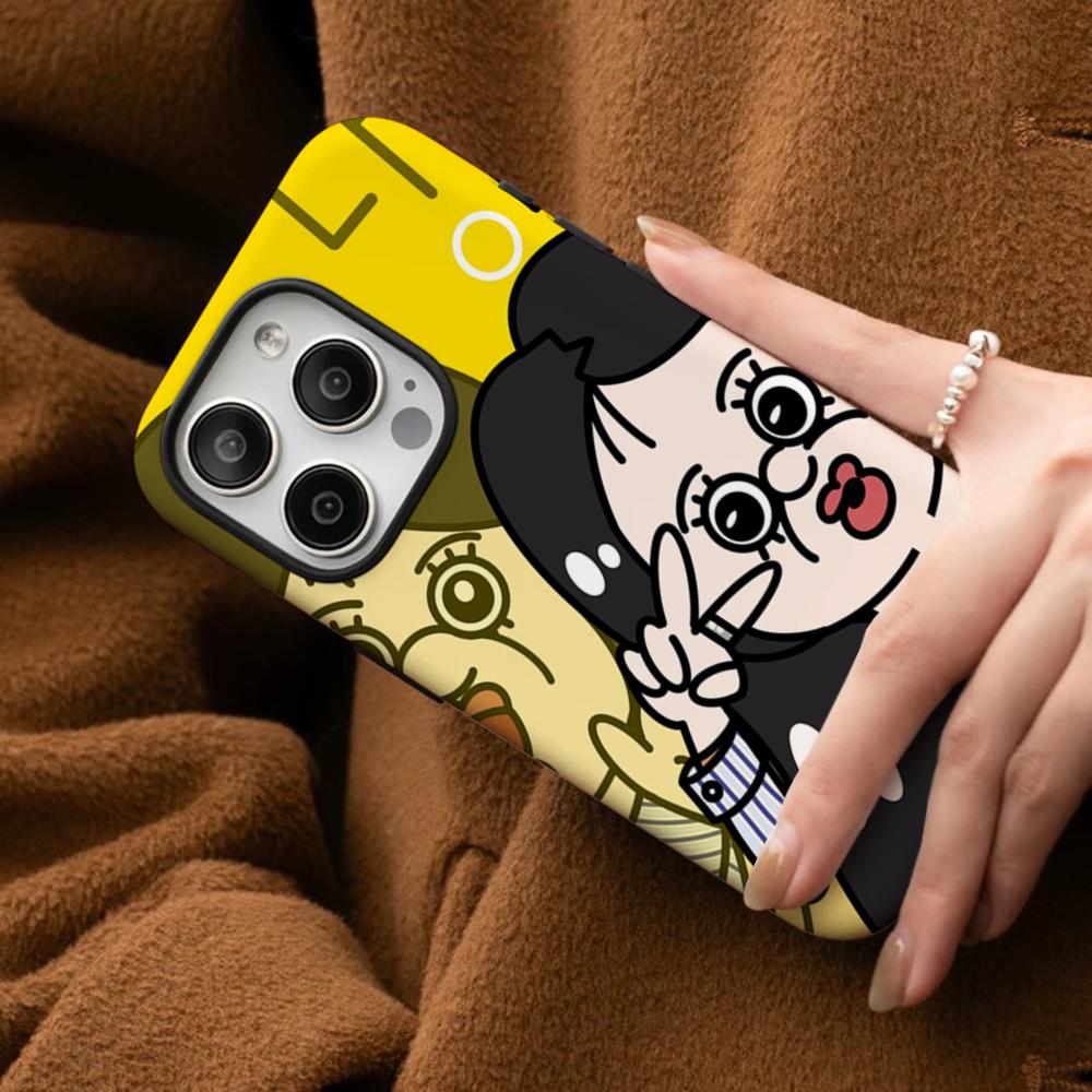 Мультяшный Милый Чехол Bbang Bbang для Телефона iPhone 16 15 14 13 12 11 Pro Max Plus Samsung S24 S23 Ultra Глянцевый HD Жесткий Поликарбонатный Чехол
