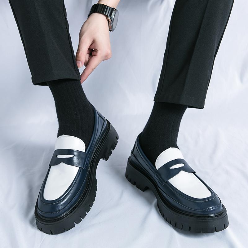 Модные мужские мокасины с толстой подошвой, горячая распродажа, повседневная мужская кожаная обувь, мужские туфли без застежек, универсальные классические мужские туфли для свадьбы