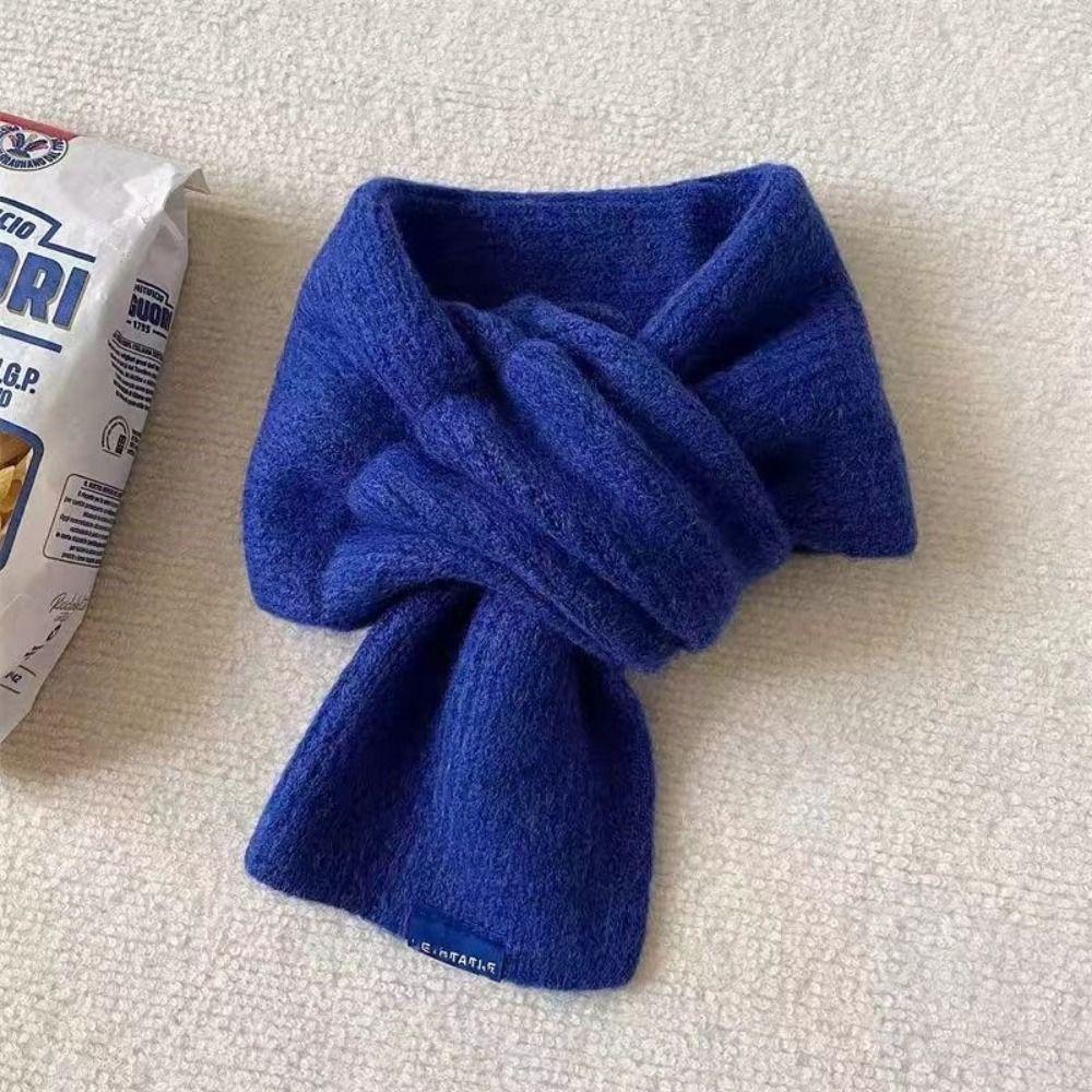Solid Color Cross Scarf Thicken Short Neckerchief Neckerchief Wrap Knit Scarf Women
