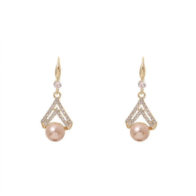 Waterdrop Champagne Color Imitation Pearl Drop Earring for Women Geometric Elegant Sweet Jewelry Girl Friend Gift