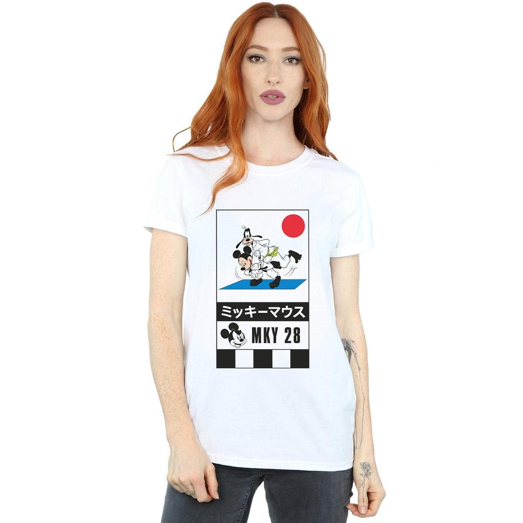 Disney Womens/Ladies Mickey And Goofy Karate Cotton Boyfriend T-Shirt