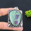 Ruby Fuchsite Lab-Created Handmade 925 Sterling Silver Pendant 2.64" t7H47