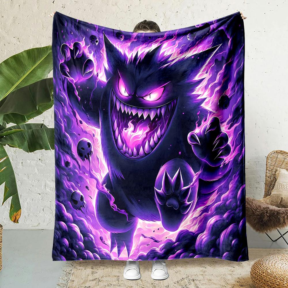 1PC Pokemon Gengar Cartoon Blankets Soft Fluffy Plush Blanket Sofa Office Quilt Throw Picnic Beach Suitable for All Seasons
