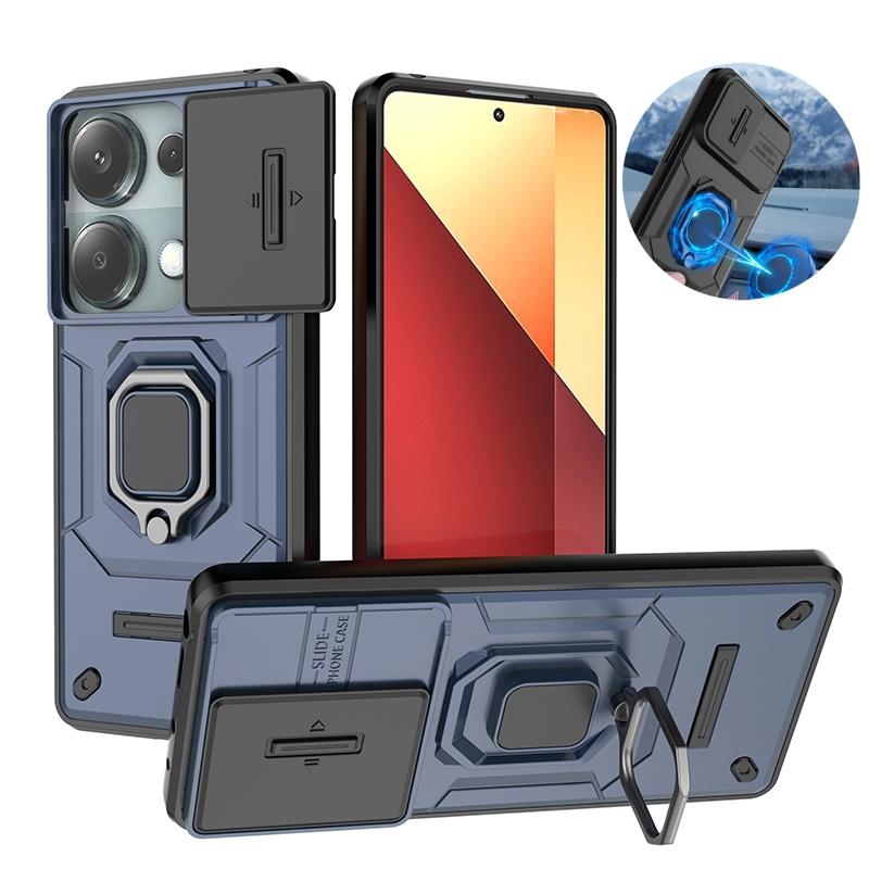 For Xiaomi Redmi Note 13 Pro 4G Case Slide Camera Lens Protect Phone Cover For Redmi Note13 Note 13Pro 4G Ring Stand Armor Funda