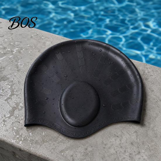 Long Hair Swim Cap Adults Silicone Swimming Cap, Waterproof Non-slip Elastic Pool Hat, Men Comfortable Women Ear Protection Bathing for Short