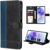 Protective Case - BOOLING - for Samsung Galaxy A55 5G - Two-tone Leather Effect - Navy Blue - Semi-rigid