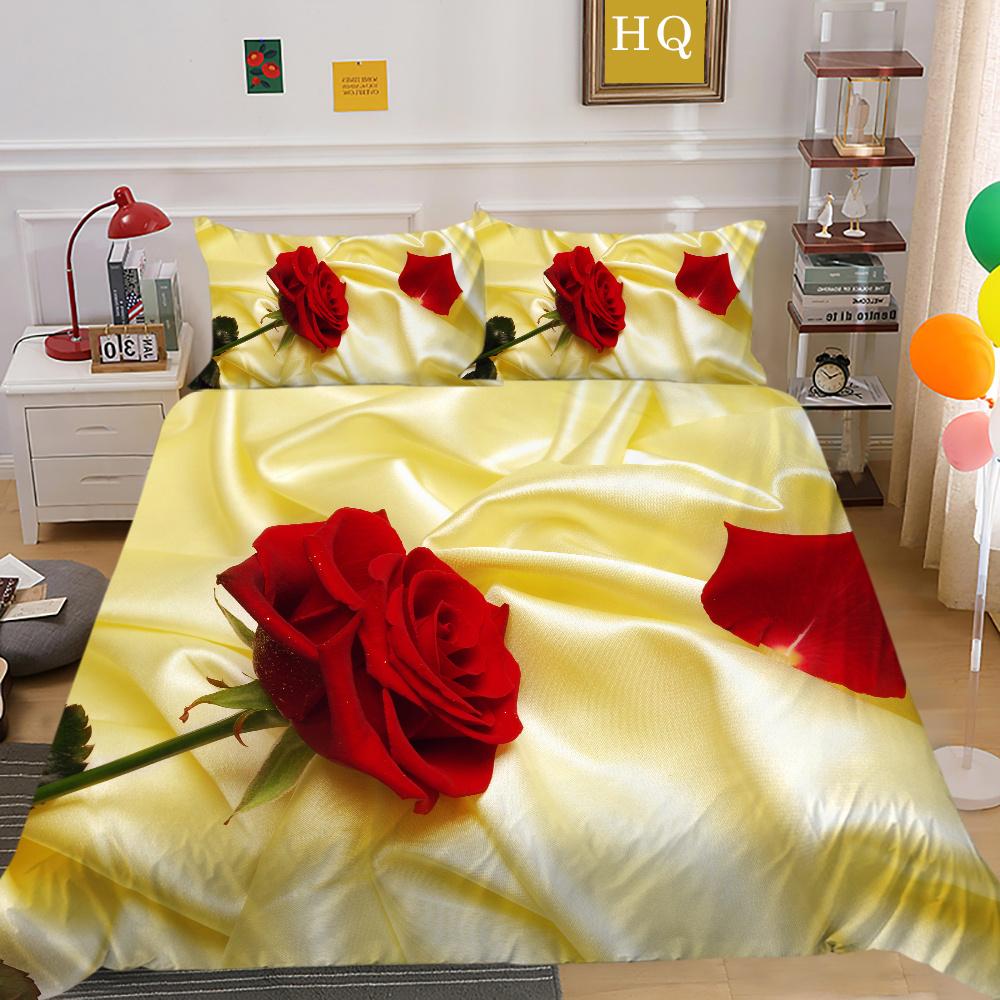 Комплект постельного белья с цветочным принтом, чехол King Size, домашний текстиль из микрофибры, высококлассный дизайн, декор для спальни для девочек