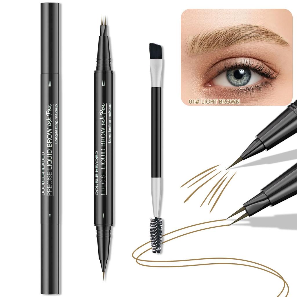 5 Colors Eyebrow Pen Brow Pencil With Hair Like Strokes 4 Tipped Brow Pencil With Fiber Micro-Fork Tips Applicator Creates Creates