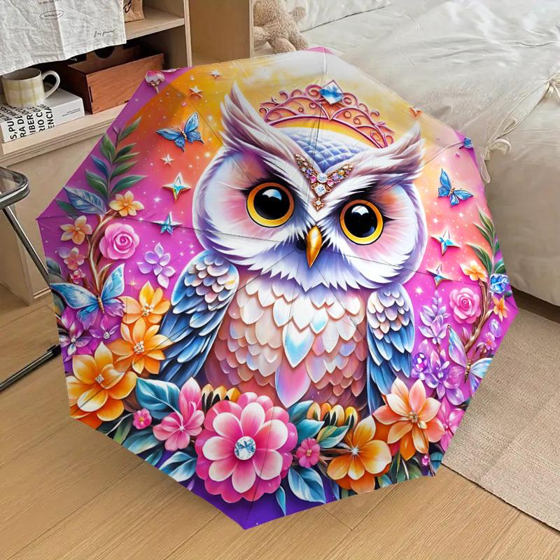 1PC Owl Fantasy Umbrella-8-Rib Reinforced, Automatic Open, Lightweight & Durable, Cute Fashion Accessory for Outdoor-F2630