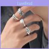 Elegant Korean Style Black And White Checkerboard Adjustable Ring For Women Fashion Accessory
