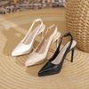 8088C Pointed Thin Heel High Heels Women's Summer New Sexy Rear Empty High Heel Sandals Fairy Style Korean Version Single Shoes