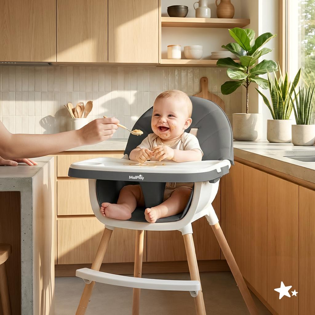 Biteo 3-in-1 Folding Baby Highchair With Adjustable Tray And Straps