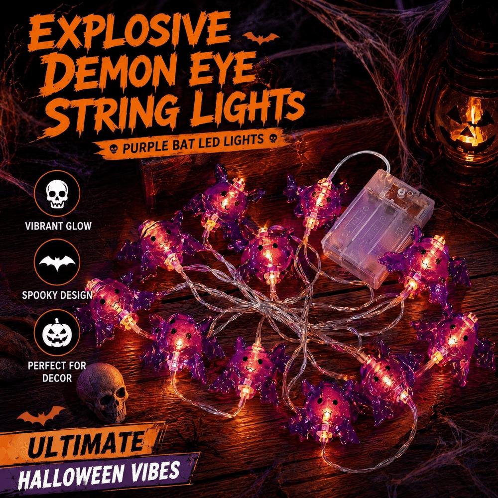 Spider Shaped Halloween String Lights Bat Shaped Yard Decor Lights Indoor Display