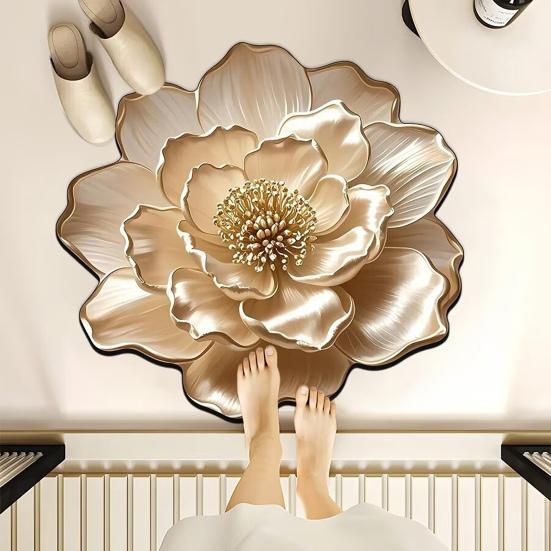 3D Визуальный Цветочный Ковер Реалистичный Цветок Нескользящий Впитывающий Коврик для Пола Моющийся Декоративный Ковер для Гостиной для Кухни Спальни Ванной