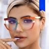Fashion Women Anti Blue Light Glasses For Men Vintage Pearl Purple Cat Eye Frame Clear Lens Colorful Female Eyeglasses