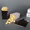Black & White Gold-Stamped Foldable Paper Box for Chicken Popcorn, Potato Chips, or Other Snacks - Disposable, Food-Grade Packaging.