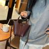 Basket Bag Genuine Leather Commuter Niche Design Bucket Bag with Top Layer Cowhide Crossbody Shoulder Bag