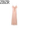 Zbzr Spring New Women Clothes Western Style Laminated Decorative Underwear Sling Midi Dress 5029107