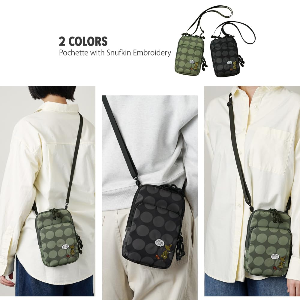 [МУМИ-ТРОЛЛИ] [Официальный] Мини-сумка через плечо Муми-троллей, Сумка через плечо для смартфона, Сумка-почтальон, Сумка-клатч, Вышивка Снусмумрика, Горошек, RMMC-03