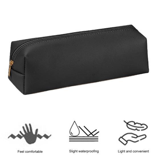 Пенал Прочная сумка-карандаш из искусственной кожи с гладкой молнией Компактная портативная сумка для канцелярских принадлежностей для дома и школы