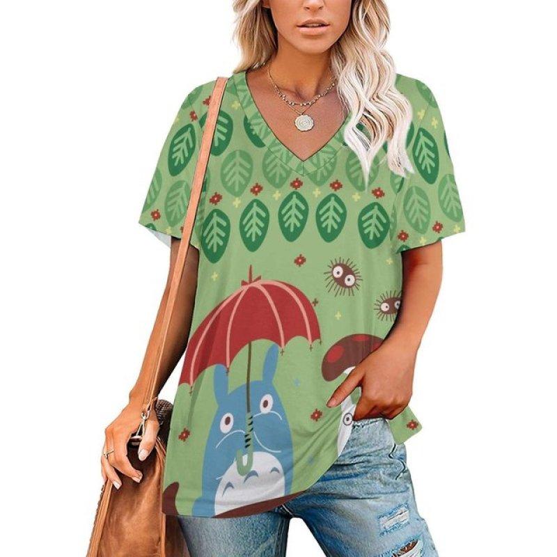 Fashion Women's Top Flowers Print T-shirt Short Sleeve Casual V-neck Tee 5xl Summer Female Holiday Oversized Women Pullover