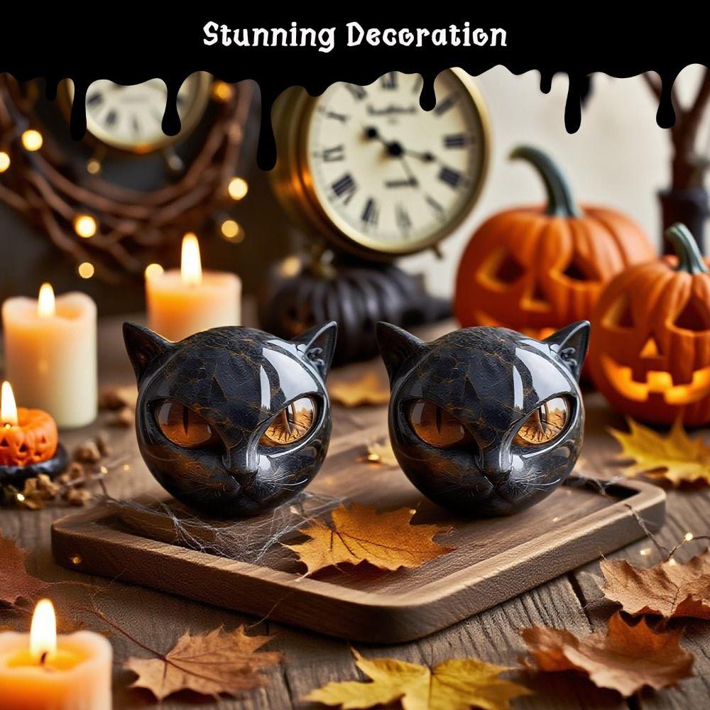 Смола Черный Кот Каменная Скульптура Кристаллотерапия Элегантная Фигурка Черного Кота Декоративная Статуэтка