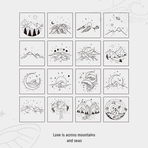 Mr. Paper Moon & Sixpence Wooden Stamp Set - 16 DIY Stationery Pieces