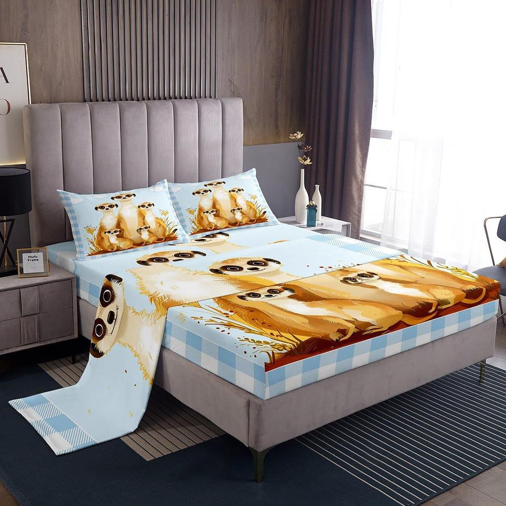 Halloween Ghost Bat Cartoon Pattern Sheet Four-Piece Bedroom Room Dormitory Bedding Decoration