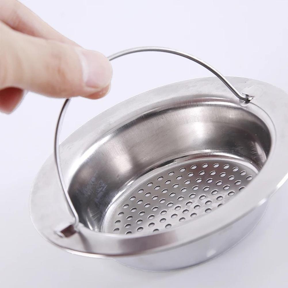 Kitchen Sink Strainer With Handle Design Stainless Steel Rust Free Anti-clogging Drain Strainer