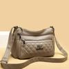 Embroidered Diamond Grid PU Single Shoulder Crossbody Women's Bag