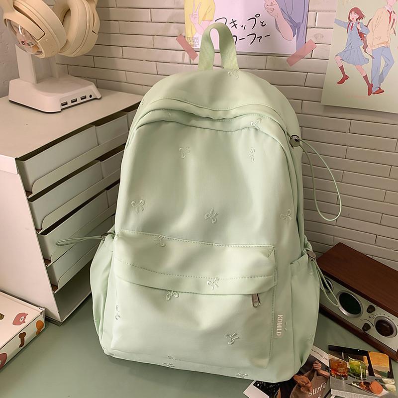 Modern Korea Pastel Butterfly Bow Printed Backpack With Nylon Material For School And Daily Use