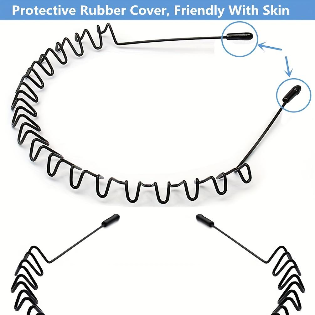 Черный металлический пружинный ободок для волос - Эластичный, нескользящий ободок с волнистым дизайном для занятий спортом на открытом воздухе и модный аксессуар, аксессуар для волос
