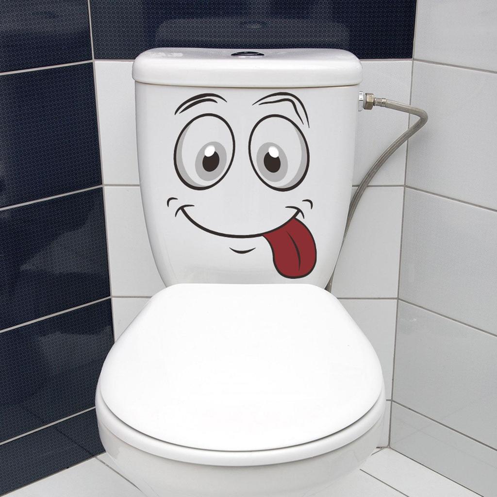 Funny Smiling Face Toilet Sticker Wall Art Decor Removable Cute Waterproof Seat Lid