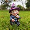 Funny Gnome Statues Resin Garden Dwarf Figurine Halloween Witch Sculpture  Christmas