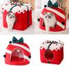 Christmas Pet Theme Cat Dog Bed Puppy Kitten Cozy Sleeping Nest Plush Cave House