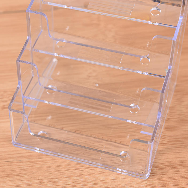 4 Pocket Desktop Clear Acrylic Business Card Holder Countertop Display Stand