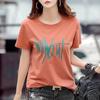 Short Sleeve Letter Print Cotton Women T-shirts Ladies Summer Slub Loose Fuchsia T-shirt Female O-Neck Casual Tops