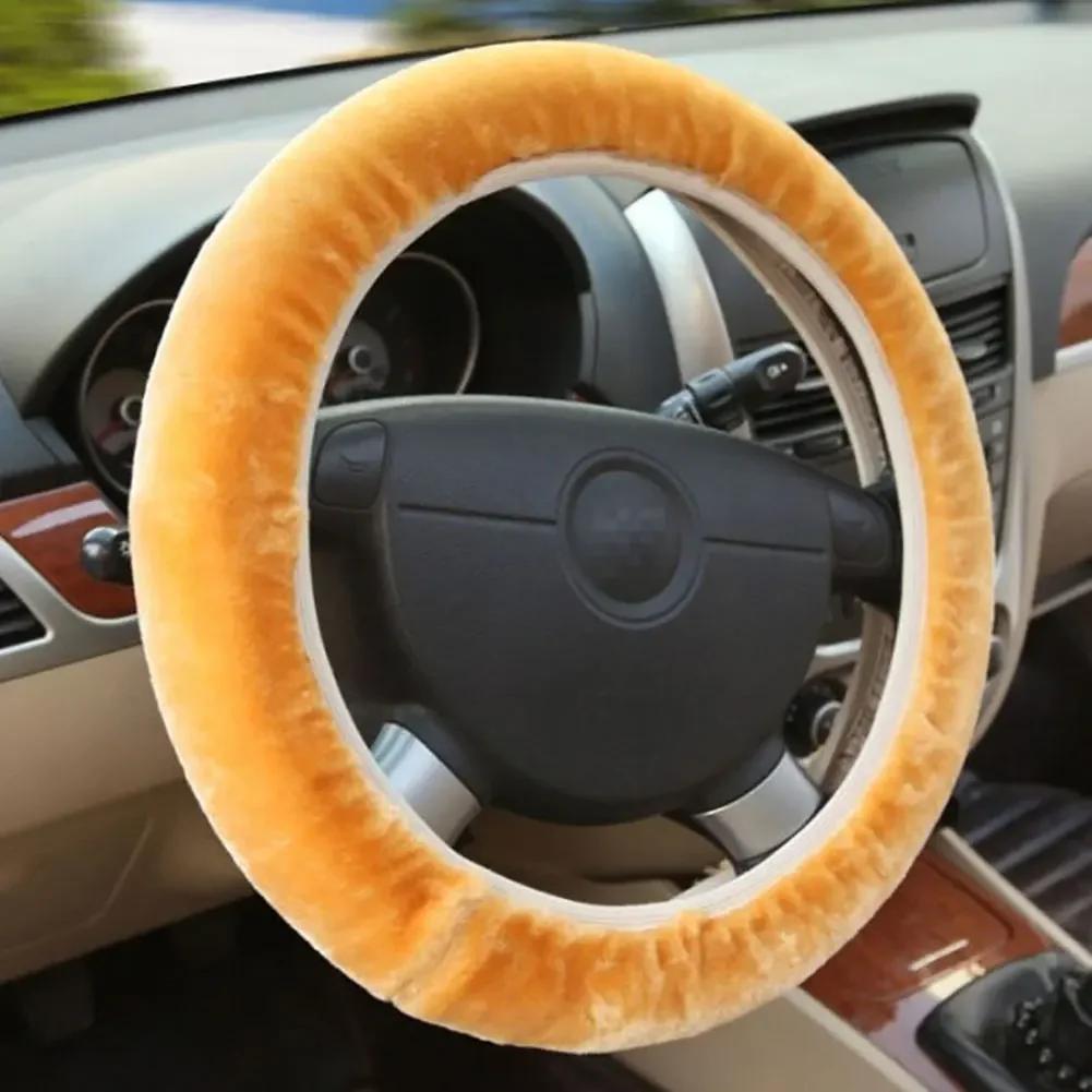 Универсальный чехол на руль автомобиля из мягкого плюша со стразами диаметром 37-38 см, аксессуары для интерьера, чехол на руль, автомобильный стиль